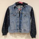 LF NWT  Carmar Rhinestone Denim Hooded Jacket Size XS Photo 0