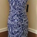 Tiana B NEW  Navy Blue & White Paisley Gathered Wrap-Style Modcloth Dress Size 6 Photo 0