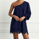 Hill House  Mila Dress Navy Linen Size S One Shoulder Mini Photo 0