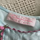 Oscar de la Renta pink label floral embroidered baby blue statin tank top Photo 3