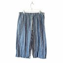 Beach Lunch Lounge Margot Linen Blue Striped High Rise Crop Pants Photo 1