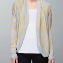 Lululemon Twist & Wrap Pop Stripe Heathered Light Grey and yellow sweater Photo 0