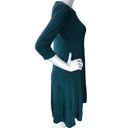 Eileen Fisher  Size XS Fit and Flare Dress Teal Jersey Knit Stretch 3/4 Sleeve Photo 9