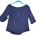 L'Agence  Sz XS Monroe Off Shoulder Silk Blouse Blue Ruffle Pullover 4677CD1 Top Photo 2