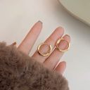 18K Gold Plated Twisted Gold Hoop Earrings for Women Photo 2