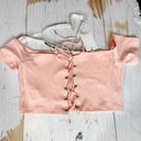 Mistress Rocks  Pioneer Ribbed Bardot Crop Top Pink Size Large Photo 2