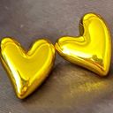 Boutique Large 3D Sunny Yellow Metallic Stud Earrings Photo 0