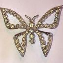 Vintage Silver Tone & CZ Rhinestone Butterfly Boho Brooch Shoulder Pin Photo 0