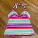 Victoria's Secret Victoria's‎ Secret Women's Y2K Striped Metallic Halter Tankini Swim Top Size M Photo 0