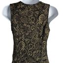 Sans Souci  Lace Overlay Sheath Dress XS Black Gold Metallic Sleeveless Zipper Photo 2