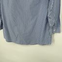 Chico's  1 Size M No Iron Button Front Tunic Top Blue Stripe Bedazzled Collar Photo 9