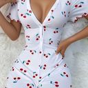 Boutique White, Cherry, Buttoned, Pajama Romper Photo 3