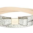 Kate Spade  Silver Glitter Leather Bow Belt XL Photo 0