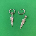 925 Silver Plated Geometric Triangle Dangle Drop Earrings for Men Women Photo 5