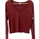 Nordstrom new  BP. Long Sleeve Top V-neck Lettuce Edge Dark Red Tee size XL Photo 0