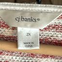 Christopher & Banks  Womens Sweater 2X White Red Long Sleeve Scoop Neckline Boho Photo 4