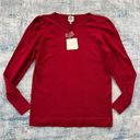 Anne Klein  Tuck Shoulder Cotton & Cashmere Crewneck Sweater In Titan Red S Photo 6