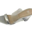 BP  Nordstrom Size 9.5 Women’s Clear Heel Sandals Block Heel Silver Evening Photo 0