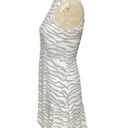 Rebecca Taylor  Gray White Zebra Print Pleated Flounce Hem Mini Dress Size 2 Photo 4