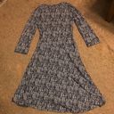 Garnet Hill  Brianna Faux Wrap V-Neck Surplice Dress 3/4 Sleeve Blue Chevron XS Photo 7