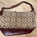 Coach VTG  Hampton Signature Jacquard  Burgundy Leather Hobo Tote Bag F12518 Photo 0