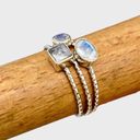 Sterling Silver Rainbow Moonstone Stacker Ring Trio - Sz 9 Photo 4