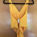 Abercrombie & Fitch  Plunge V-Neck Ribbed Yellow One Piece Swimsuit Size Small Photo 1