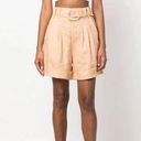 Farm Rio  Women's Beige High Waisted Belted Tailored Linen Shorts Pockets L NWT Photo 0