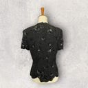 Oleg Cassini Vintage Black Beaded Silk Top | Black Tie  | Size Small Photo 2