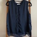 Vince navy blue silk detailed sleeveless blouse Photo 0