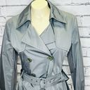 BCBGMAXAZRIA  Womens Gray Ruffled Belted Ophelia Trench Coat Size Small Photo 1