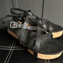 Eileen Fisher  Array Black Strappy Cork Wedge Platform Sandals Size 8 Photo 3