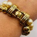 Monet  Gold Tone Faux Pearl Beaded Statement Bracelet Photo 2