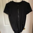 Zella  Black Short Sleeved Quarter Zip Body Suit Photo 0