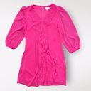 Calvin Klein  Pink Pleated Chiffon 3/4 Sleeves V-Neck Short Dress Size 4 Photo 0