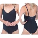 Zyia  Classic One Piece Swimsuit High Leg Cut Strappy V Neck Black Womens Small Photo 6