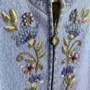 Vintage Blue Icelandic Design  Wool Floral Embroidered Jacket Cardigan Sz M Photo 3