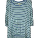 Matilda Jane  T-Shirt Size Small Blue Striped Stretch Blend Womens 3/4 Sleeve Photo 0