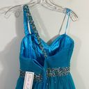 Dave and Johnny  Blue Embellished Short One Shoulder Cocktail Prom Dress Size 3/4 Photo 5