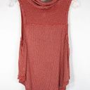 Free People We the  XS Top Sleeveless Tank Cowl Neck Red White Knit Soft 1231 Photo 2