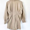 L'Academie L’Academie The Ismene Mini Shirt Dress‎ Long Sleeve Collared Khaki Tan Sz Large Photo 4