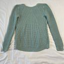 Loft  Women's Small Mint Green Open Knit Sweater 100% Cotton Pastel Spring Photo 2