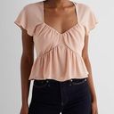 EXPRESS NWT  Sweetheart Neckline Peplum Flutter Sleeve Cropped Blouse Top  XL Photo 0