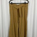 J.Jill  Dark Yellow Stripe Emelie Linen Stretch Wide Leg Cropped Pants Sz.L Photo 1