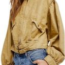 Free People  Poet Full Zip Jacket Puff Sleeves Moto Bomber Tan Boho size large Photo 0