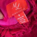 Monique Lhuillier  Lace Sleeveless Ruffled Tiered Maxi Gown Dress Fuschia Sz 8 Photo 8