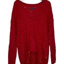 American Eagle  Open Knit Sweater Size Medium Jegging Fit Red V-Neck Womens Photo 0