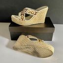 Gucci Bamboo Horsebit Leather and Satin Printed Espadrilles Wedge Sandals Sz 9+ Photo 10