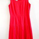 Oleg Cassini Vintage  Dress Bright Coral Sleeveless Drop Waist Pleated Sz 10 EUC Photo 0