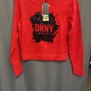 DKNY  Jeans Red Sequin Detail Crew Neck Sweater Womens Size Small b57 Photo 1